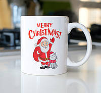 Подарунковий новорічний кухоль з написом Merry Christmas 330 мл, чашка на подарунок з принтом Нр