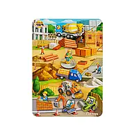 Развивающая детская игра на липучке с карточками "Строительная площадка" ,Деревянная развивашка на липучках