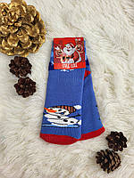 Дитячі махрові шкарпетки Новорічні "Сніговик", різні кольори. Розмір 16-18 (1-3 роки)