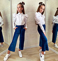 Детские модные брюки для девочек 552 "Вельвет Кюлоты" в расцветках