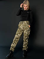 Жіночі тактичні демісезонні штани Softshell (380 г/м2)  в кольорі піксель MM14