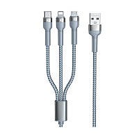 Combo кабель Remax RC-124th Jany 3.1A Lightning/microUSB/Type-C, 1m grey