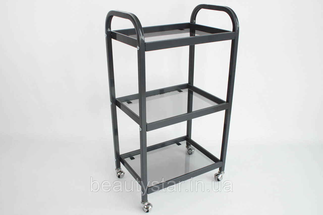 Косметологічний візок столик ГРАФІТ для майстра R-20 gray етажерка сірі візки в салон краси, фото 1