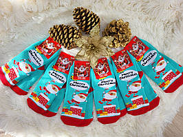 Дитячі зимові шкарпетки новорічні "Санта на димарі", різні кольори