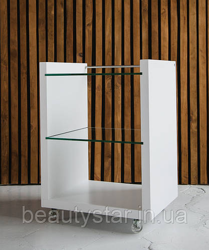 Деревянная тележка для косметолога на колесах красивая этажерка для ...