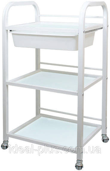 Візок косметолога з лотком ST-041 косметологічний столик для нарощування вій на 3 полиці скло, фото 1