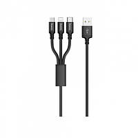 Combo кабель HOCO X14 Times Speed 3in1 Lightning/microUSB/Type-C, 1m black