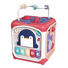 Дитячий Розвиваючий Ігровий Центр Музичний Бізікуб Сортер з Піаніно Для Самих Маленьких Рожевий