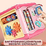 Дитяча Розвиваюча Іграшка Сортер Монтессорі Інтерактивний Бізікуб Рожевий, фото 6