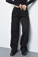 Спортивные штаны женские на флисе черного цвета