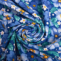 Ткань детская фланель цветы голубые