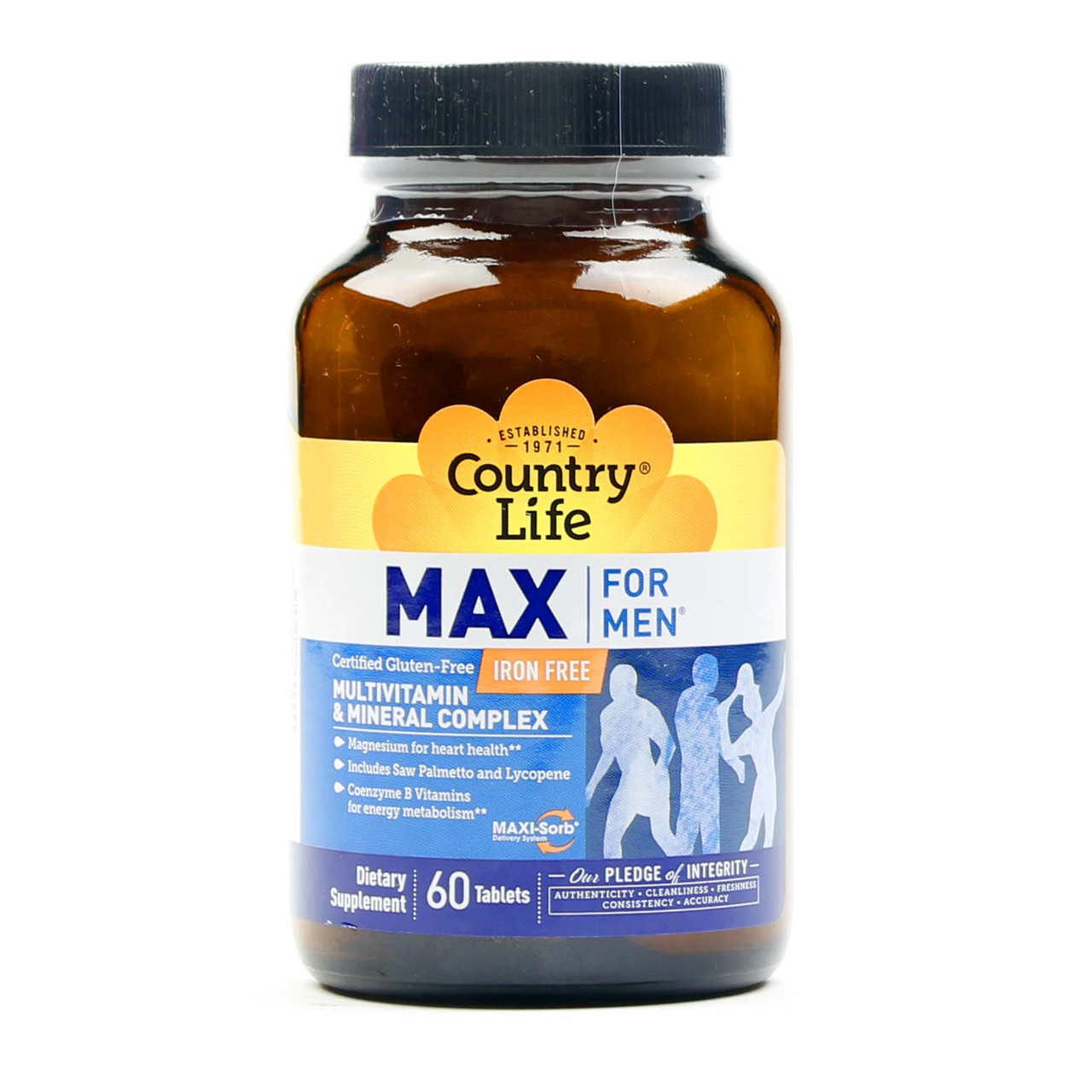 Мультивітамінний і мінеральний комплекс, без заліза Max for Men (60 табл.) Country Life