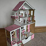Будиночок для ляльок Барбі та ЛОЛ з меблями та ліфтом, Дерев'яний ігровий ляльковий будинок, Будиночок для ляльок для LOL, фото 4