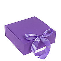 Подарункова коробка з стрічкою 170х170х60, бузкова