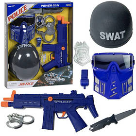 Дитячий поліцейський набір з каскою автоматом і наручниками Синій (57120)