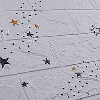 Go Панель 3D самоклейка стінова м'яка самоклейна декор 3д вологостійкі шпалери під білу цеглу зірки