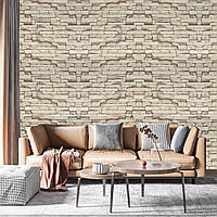 Al 3D-панель стінна м'яка самоклейна декор «Біноклейка шпалера» під бежевий єкатеринославська цегла 700x770x3 мм