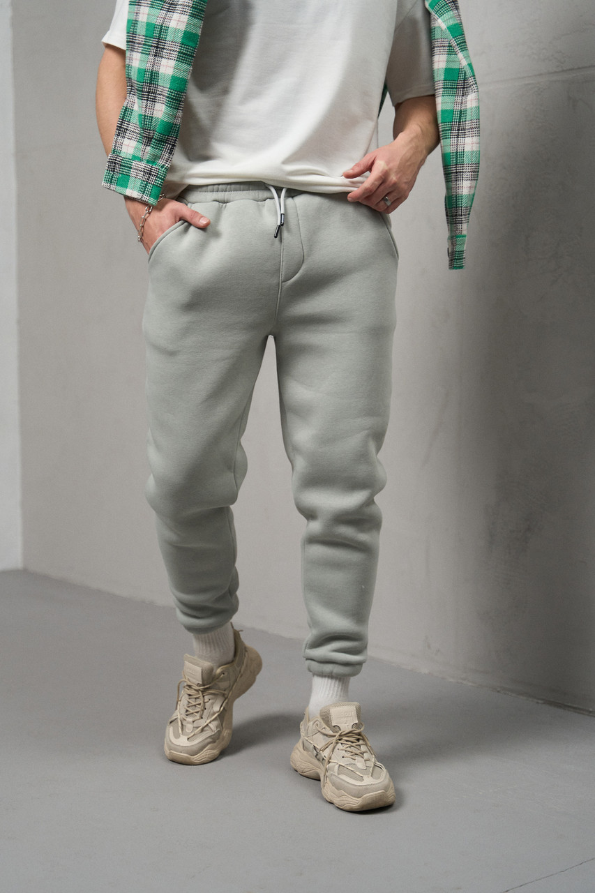 Штани чоловічі зимові утеплені на флісі fleece мятні спортивні штани теплі флісові з начосом, фото 1