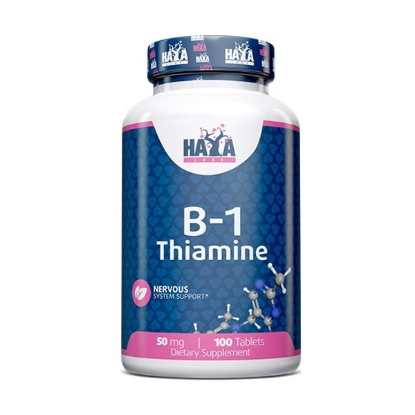 Вітамін B1 Haya Labs Vitamin B-1 Thiamine 50mg 100 tabs, фото 1