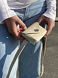 Жіночий класичний пояс гаманець рептилія молочний бежевий, фото 5