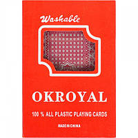 Карти гральні пластикові "OKROYAL" 95306, 54 карти (Червоний)  Домин
