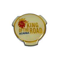 Эмблема декоративная Scania King of the Road SA003 пластик желтый