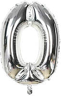 Срібна фольгована цифра 0 (70см)