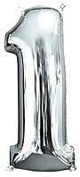 Срібна фольгована цифра 1 (70см)