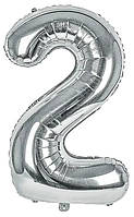 Срібна фольгована цифра 2 (70см)