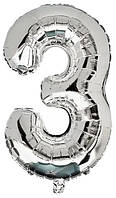 Срібна фольгована цифра 3 (70см)