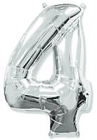 Срібна фольгована цифра 4 (70см)