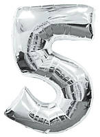 Срібна фольгована цифра 5 (70см)