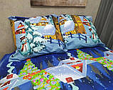 Комплект постільної білизни Бязь голд люкс Різнокольоровий з новорічними малюнками Євро розмір 220х240, фото 2