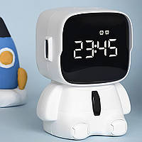 Настольные часы будильник Robot clock / Детские электронные часы / Цифровые часы с будильником