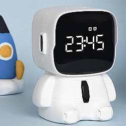 Настільний годинник будильник Robot clock / Дитячий електронний годинник / Цифровий годинник з будильником
