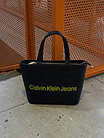 Женская сумка Calvin Klein Tote Bag Black Yellow сумка шопер Тоут эко-кожа черная Кельвин Кляин