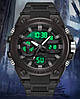 Водонепроникний годинник з підсвічуванням чорний Sanda Army, армійський годинник протиударний чоловічий з будильником, фото 4