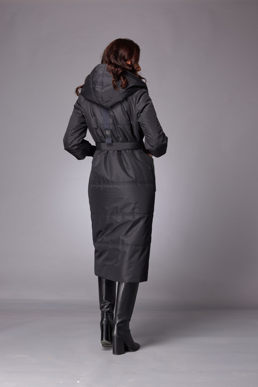 Пуховик женский зимний тёплый чёрный на изософте с капюшоном Marshal Wolf MKMO-115 44 - фото 5 - id-p1544901329