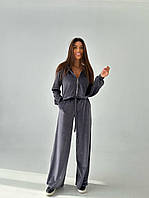 Плюшевый женский костюм Симона мастерка с капюшоном и брюки трубы Ddv5827
