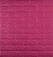 Самоклеюча декоративна 3D панель під темно-рожеву цеглу 700x770x7 мм