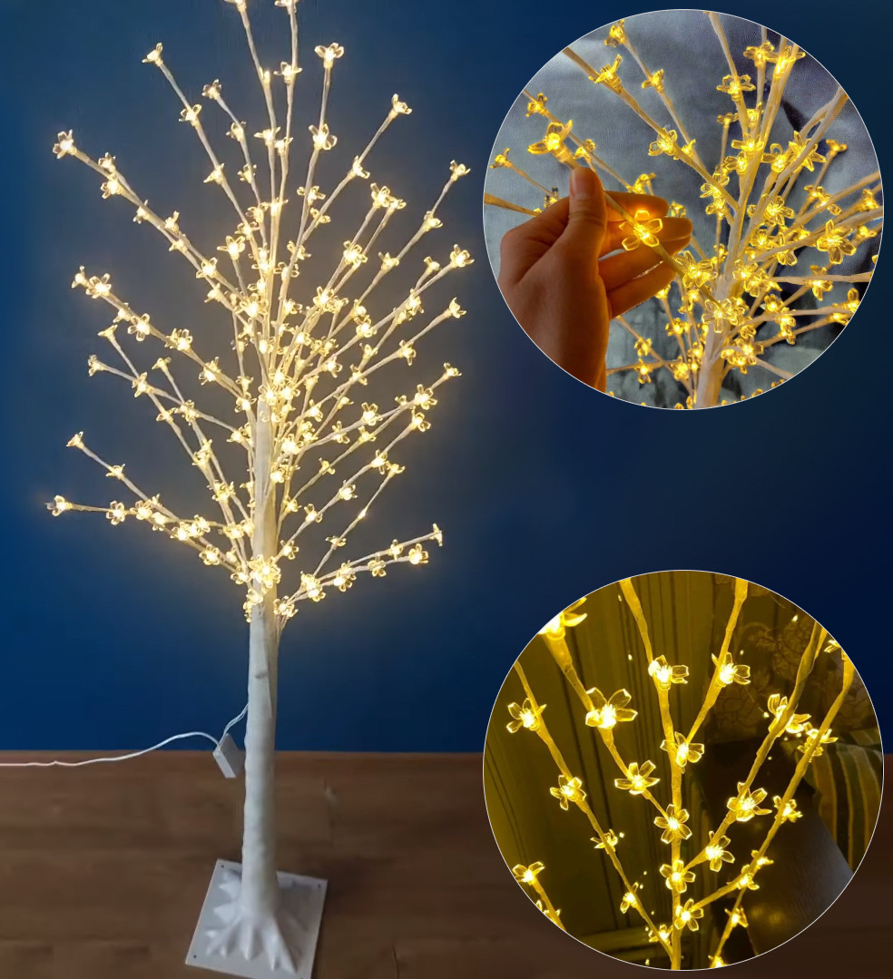 Світлодіодне дерево гірлянда "Сакура" з білим стовбуром, 1,5м, 180LED, 220V, IP40