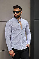 Стильна чоловіча сорочка класична в смужку із бавовни (Розміри S,M,L,ХL,ХХL), Біла