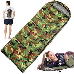 Спальний мішок до -20, 196х70см, з капюшоном / Тактичний водонепроникний спальник / Зимовий спальник-ковдра