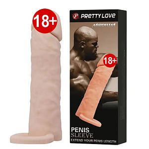 Насадка на пінис PRETTY LOVE — PENIS SLEEVE М із фіксацією за мошоку 15,5 см