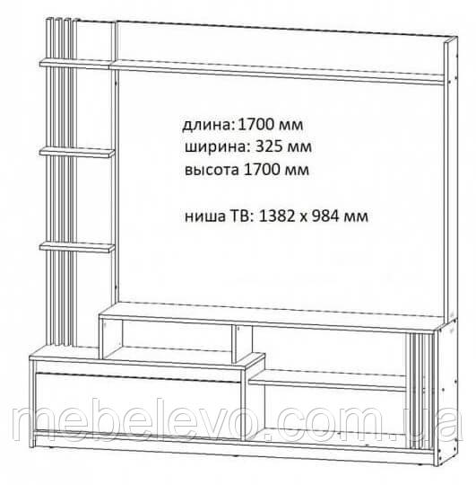 Стенка для гостиной (горка) Брайт 1700х1700х325мм Мастер Форм - фото 2 - id-p2037146135