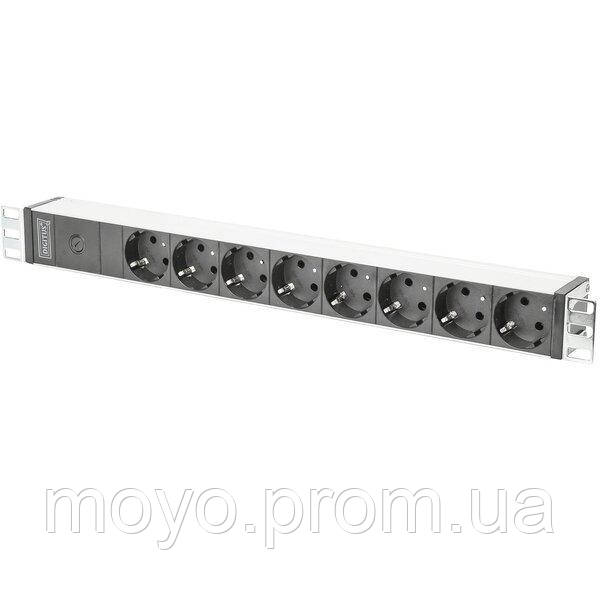 Блок розеток DIGITUS 1U, 8xSchuko, 10A, 250 V, запобіжник, вилка C14