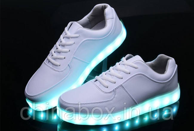 Светящиеся кроссовки Ledcross с LED подсветкой на шнурках White style - фото 1 - id-p2037152607