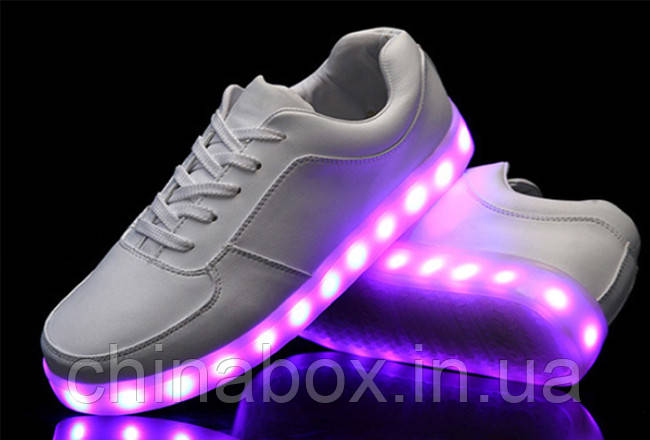 Светящиеся кроссовки Ledcross с LED подсветкой на шнурках White style - фото 2 - id-p2037152607