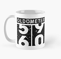 Чашка Керамическая кружка с принтом Oldometer 60 День рождения Белая 330 мл