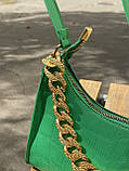 Жіноча маленька сумка багет рептилія крокодиляча шкіра зелена, фото 3